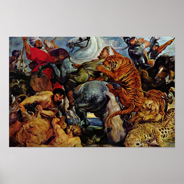 Affiches Tiger And Lion Hunting By Rubens Peter Paul (Devant)