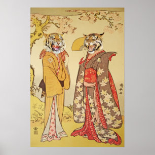 Affiches Tiger Homme et Femme Japonaise Print Couple