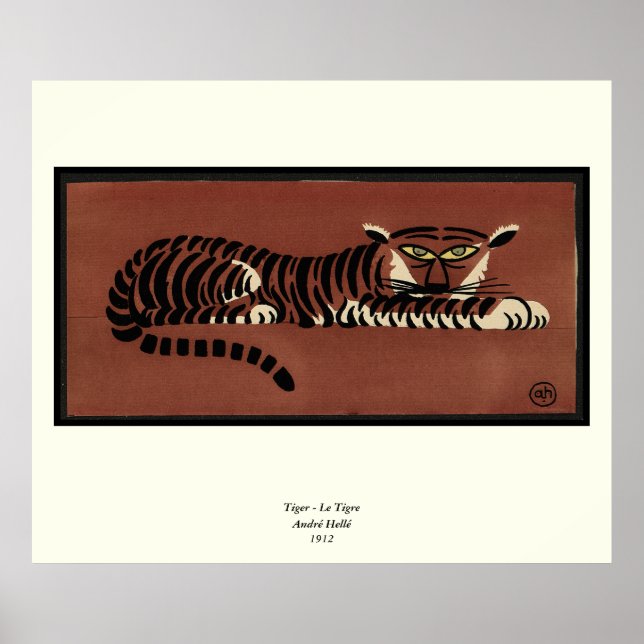 Affiches Tigre - Antiquaire, Illustration de livre coloré (Devant)