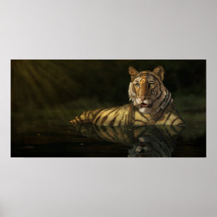 Affiches Tigre dans l'eau peinture numérique