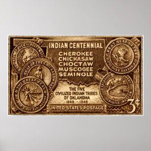 Affiches Timbre du centenaire indien de l'Oklahoma 1948