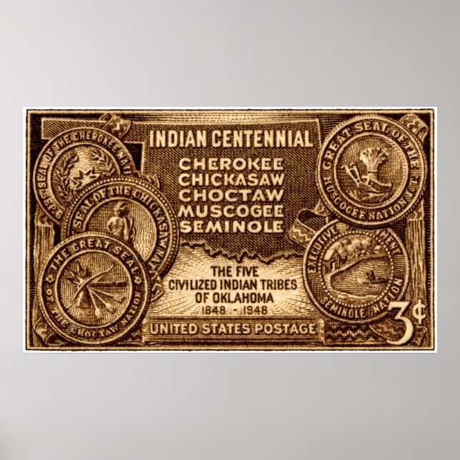 Affiches Timbre du centenaire indien de l'Oklahoma 1948 (Devant)