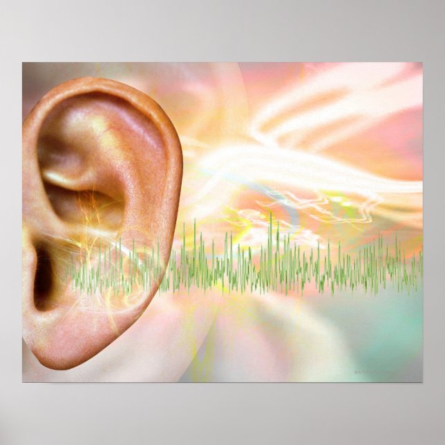 Affiches Tinnitus, illustration conceptuelle d'ordinateur. (Devant)