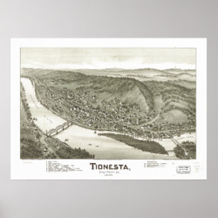 Affiches Tionesta Pennsylvanie 1896 Carte panoramique antiq
