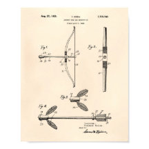 Tir à l'arc Bow 1929 Brevet Art vieux poivre