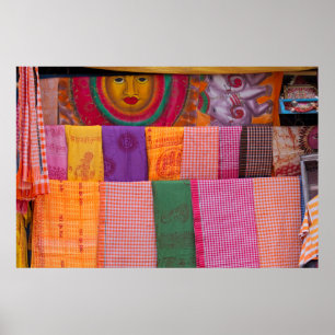 Affiches Tissu Coloré Au Marché