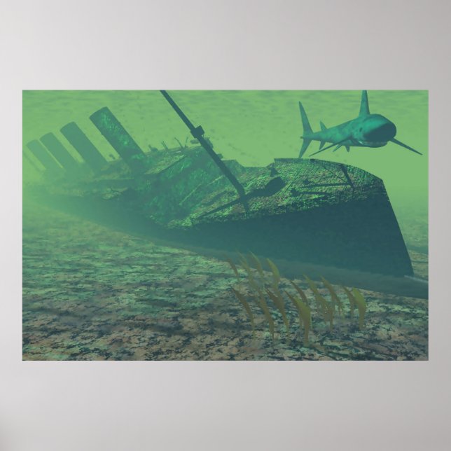 Affiches titanesque sous l'eau, vert-bleu, (Devant)