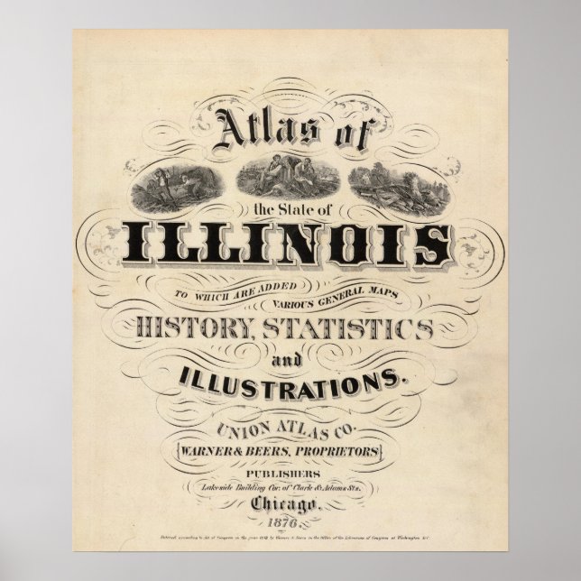 Affiches Titre Page Atlas de l'Etat de l'Illinois (Devant)