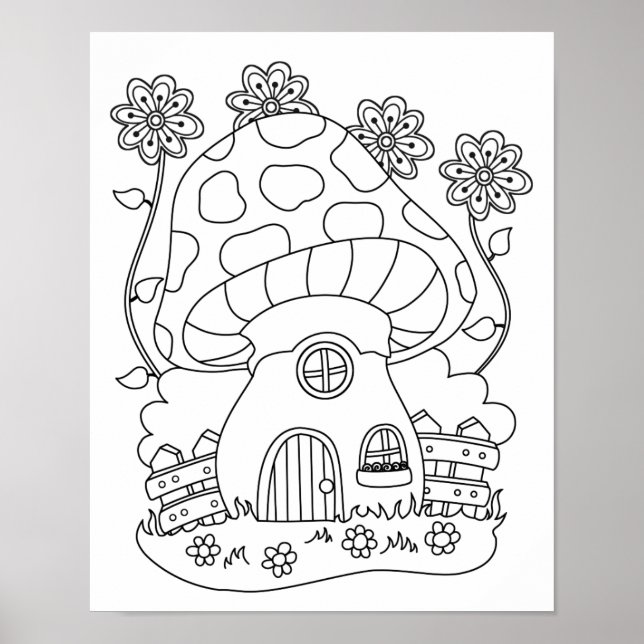 Affiches Toadstool Fairy House Couleur de votre propre (Devant)