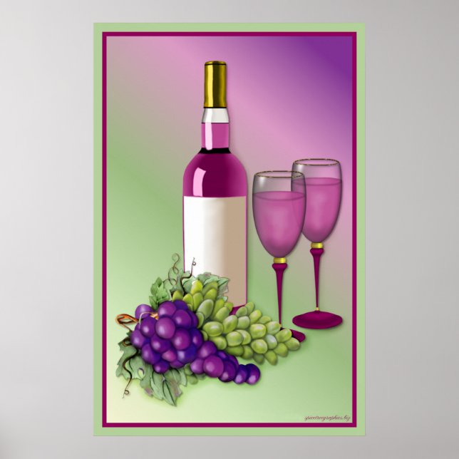 Affiches Toast de vin et de raisins (Devant)
