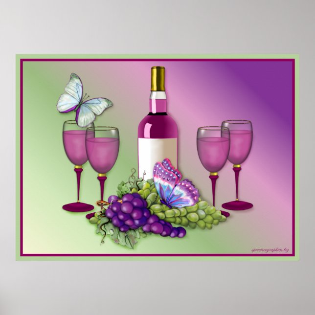 Affiches Toast de vin et de raisins 2 (Devant)