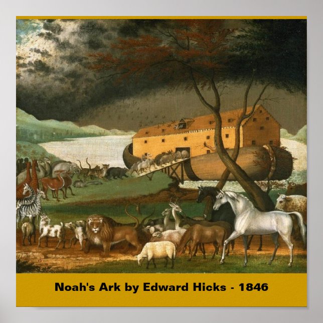 Affiches Toile : Arche de Noé par Edward Hicks - 1846 (Devant)