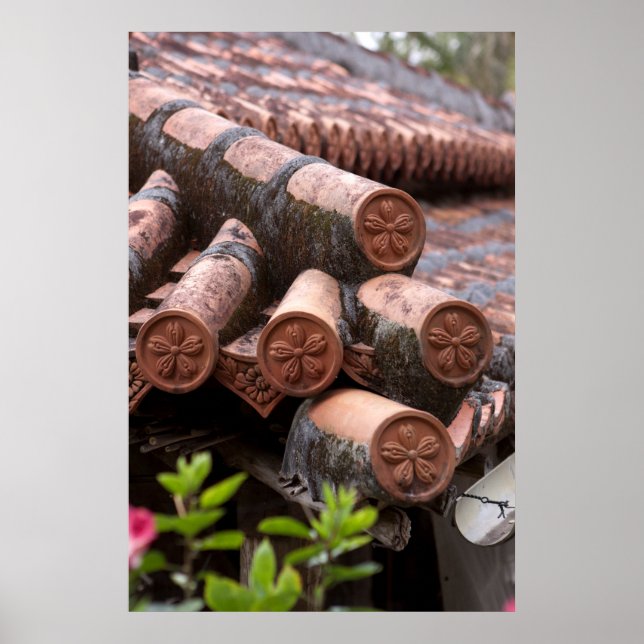 Affiches Toit en tuiles de maison okinawaïenne (Devant)