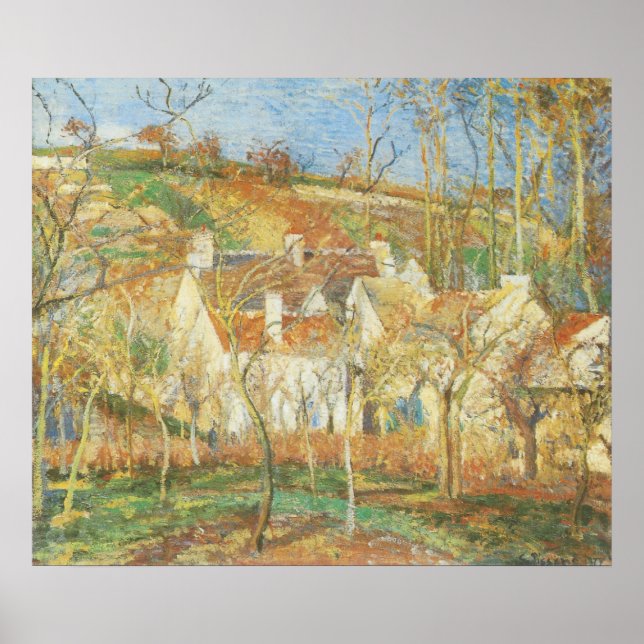 Affiches Toits rouges, Coin d'un village, Hiver par Pissarr (Devant)