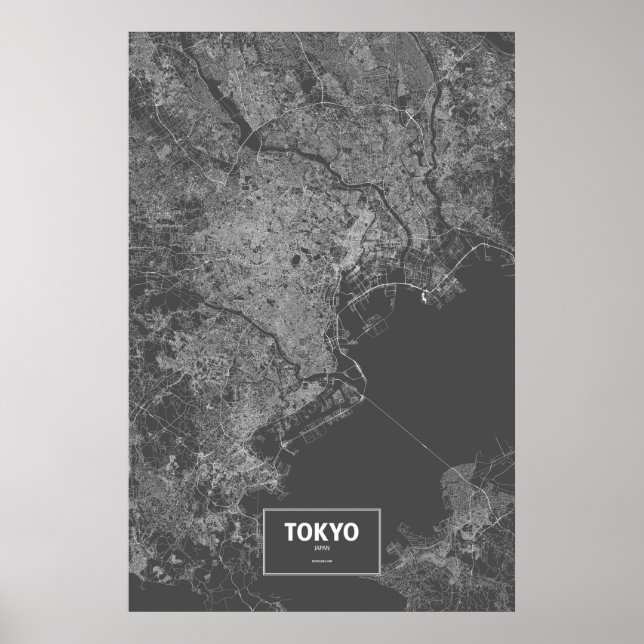 Affiches Tokyo, Japan (white on black) (Devant)