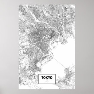 Affiches Tokyo, Japon (noir sur blanc)