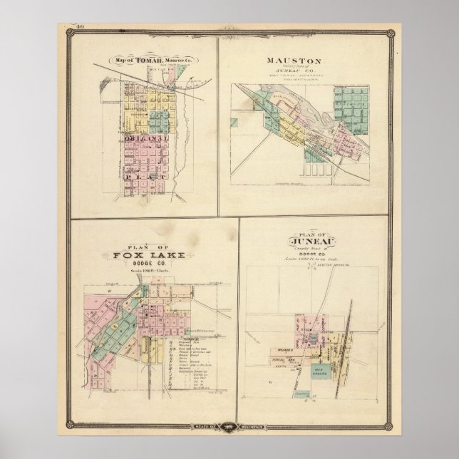 Affiches Tomah, Mauston, Fox Lake et Juneau (Devant)