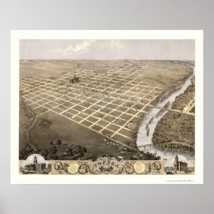 Affiches Topeka, KS Panoramic Map - 1869
