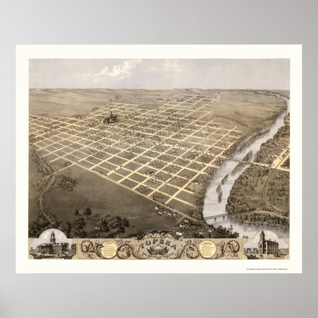 Affiches Topeka, KS Panoramic Map - 1869 (Devant)