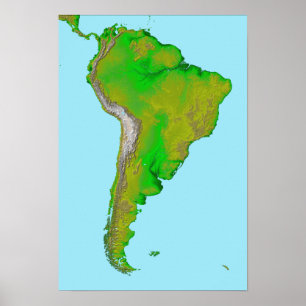 Affiches Topographic view of South America