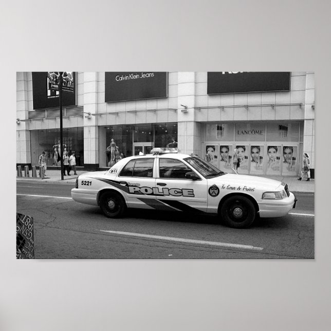 Affiches Toronto Police Car Photographie noir et blanc (Devant)