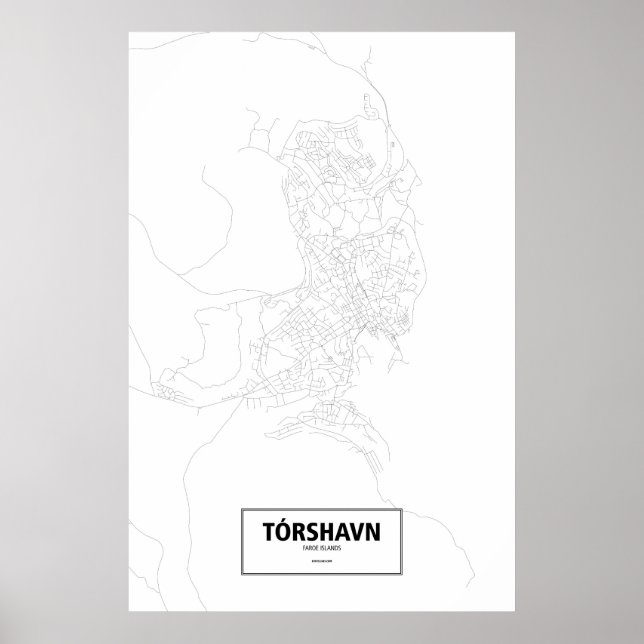 Affiches Tórshavn, Îles Féroé (noir sur blanc) (Devant)
