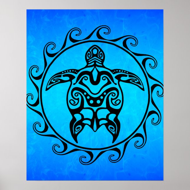 Affiches Tortue tribale noire (Devant)