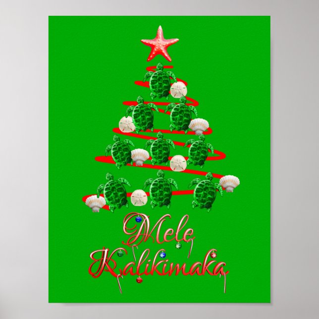 Affiches Tortues de mer Mele Kalikimaka (Devant)