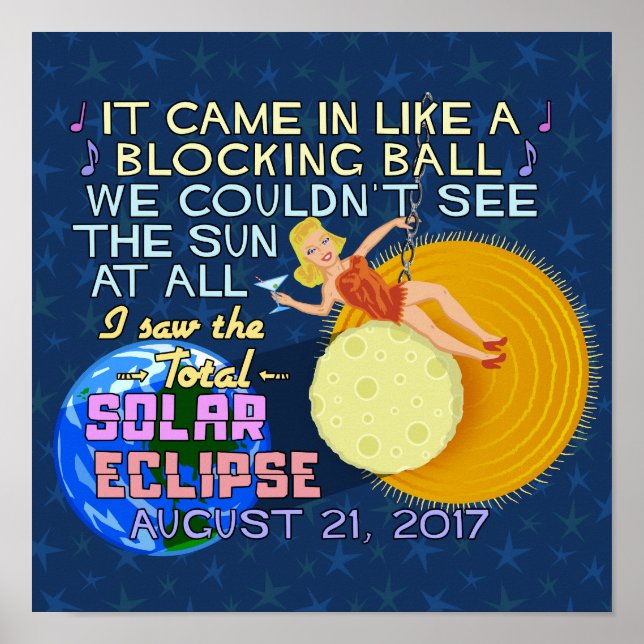 Affiches Total Éclipse Solaire Août 21 2017 Amusant América (Devant)