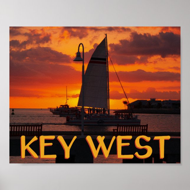Affiches Touche West Sunset avec Bateaux (Devant)