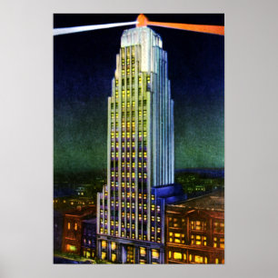 Affiches Tour de Fort Wayne Indiana Lincoln la nuit