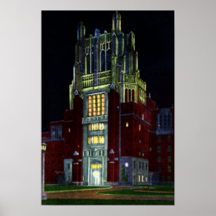 Affiches Tour de l'hôpital Iowa de Iowa la nuit