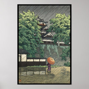 Affiches Tour d'Udo, château de Kumamoto sous la pluie