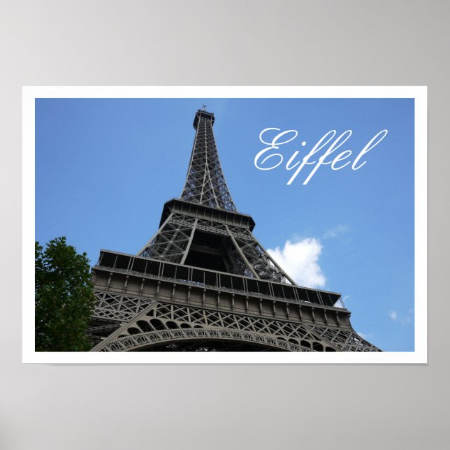 Affiches Tour Eiffel, Ciel bleu, Paris, France (Devant)