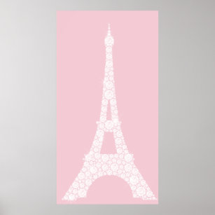 Affiches Tour Eiffel Cristaux Swarovski rose blanc Paris
