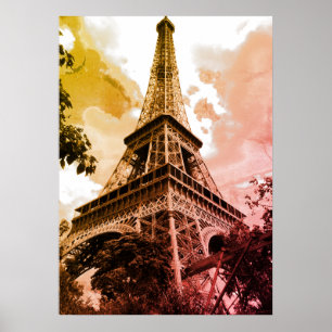 Affiches Tour Eiffel en Amour Ville Paris Automne Couleurs
