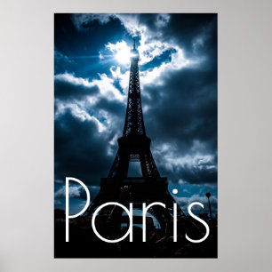 Affiches Tour Eiffel en Paris bleu nuit