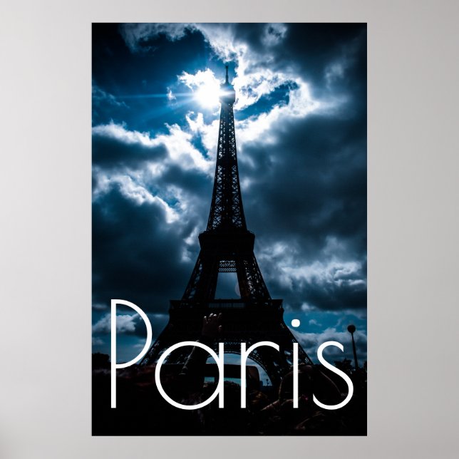 Affiches Tour Eiffel en Paris bleu nuit (Devant)