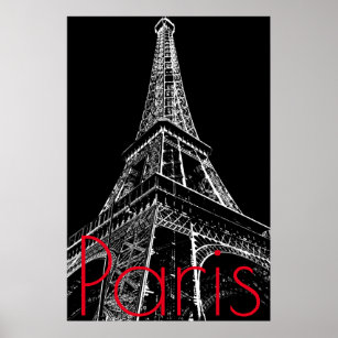 Affiches Tour Eiffel Noir Blanc à Paris Oeuvre d'art