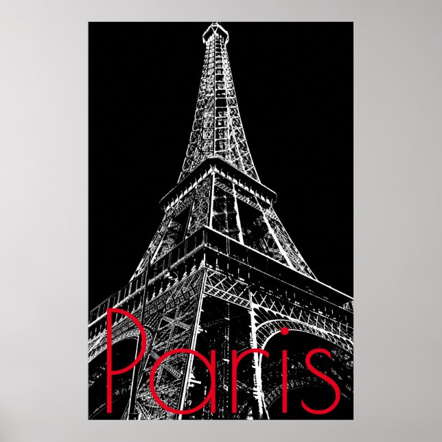 Affiches Tour Eiffel noire et blanche à Paris - Œuvre d'art (Devant)