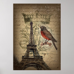 Affiches Tour Eiffel vintage moderne de Paris d'oiseau