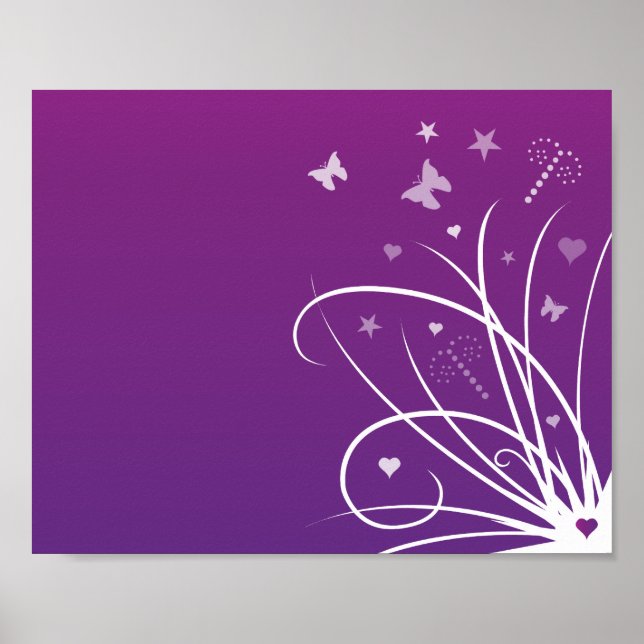 Affiches Tourbillon de papillon violet et rose (Devant)