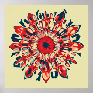 Affiches Tournesol abstrait - rouge bleu + votre fond.