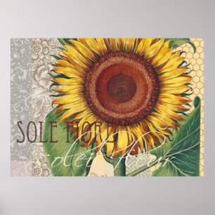 Affiches Tournesol Vintage Damas Fond d'écran Collage