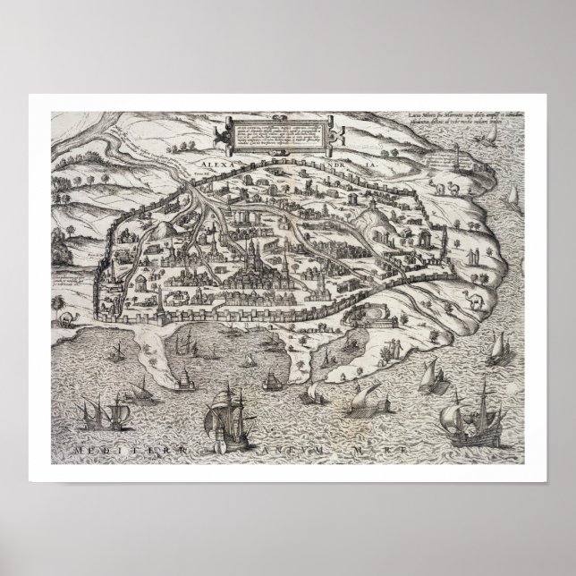 Affiches Town map of Alexandria à Egypt, c.1625 (graving (Devant)