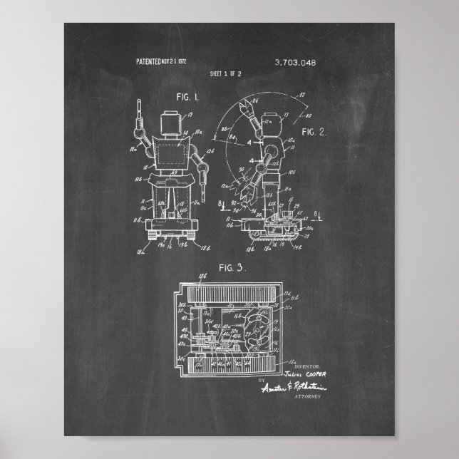 Affiches Toy Robot Patent - Chalkboard (Devant)