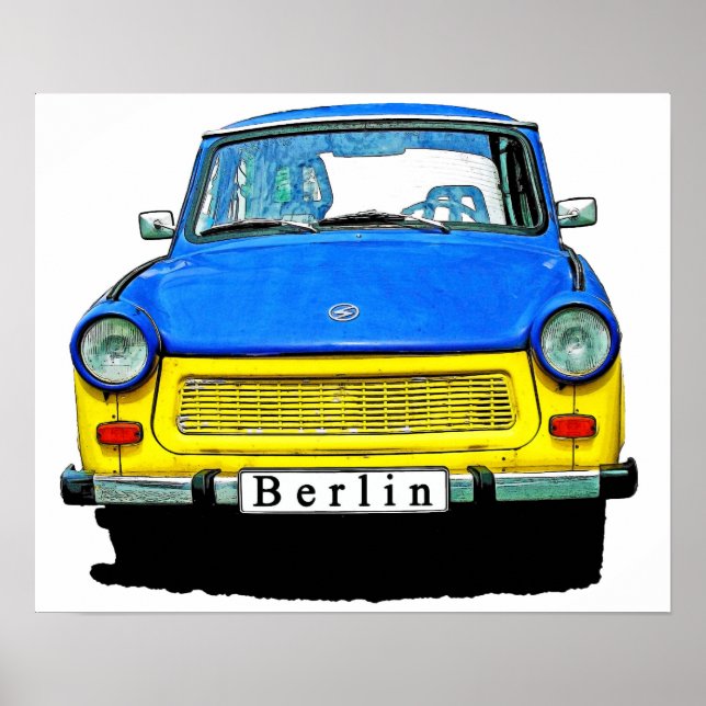 Affiches Trabant Car Avant, Bleu & Jaune, Berlin (Devant)