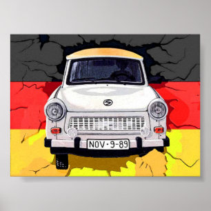 Affiches Trabing Car et drapeau allemand, Berlin Wall