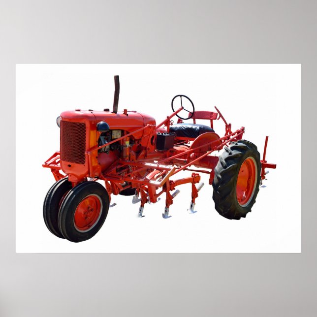 Affiches Tracteur rouge vintage (Devant)