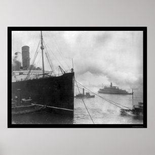 Affiches Tractions subites tirant le Lusitania 1914